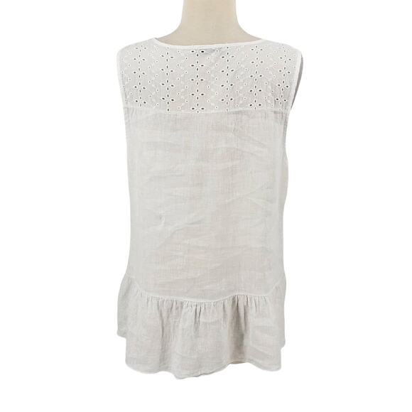 Francesca Bettini Lace Linen Tank Top White Eyelet lace Made in Italy Medium - Picture 4 of 6